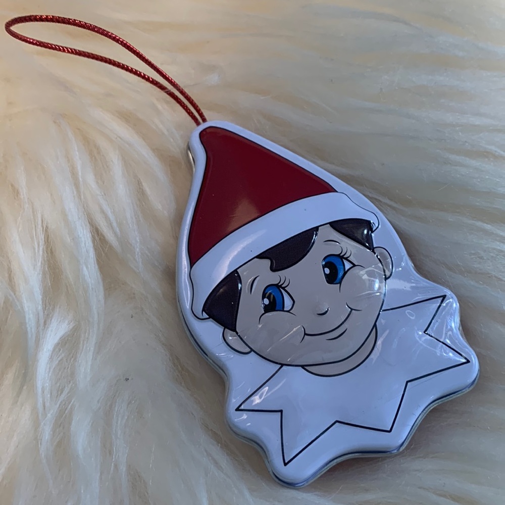 Elf on a shelf collectable tin tree decoration